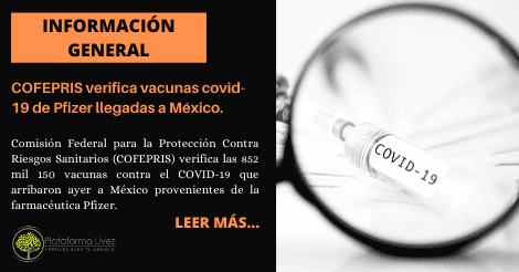 COFEPRIS verifica vacunas covid-19 de Pfizer llegadas a México.